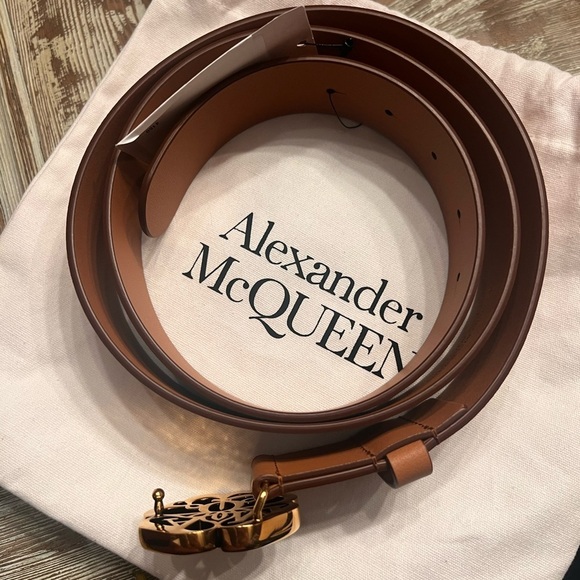 Alexander McQueen NWT brown calf leather belt in tan w/ dustbag 110 cm main image 4
